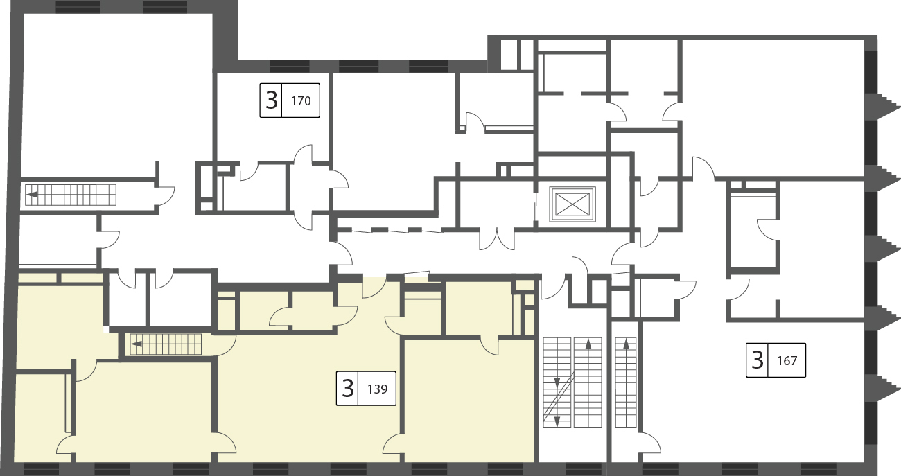 Трехкомнатная квартира 117.9м², 5 этаж, Корп. 3 (Порода) ЖК «Большая Дмитровка IX»