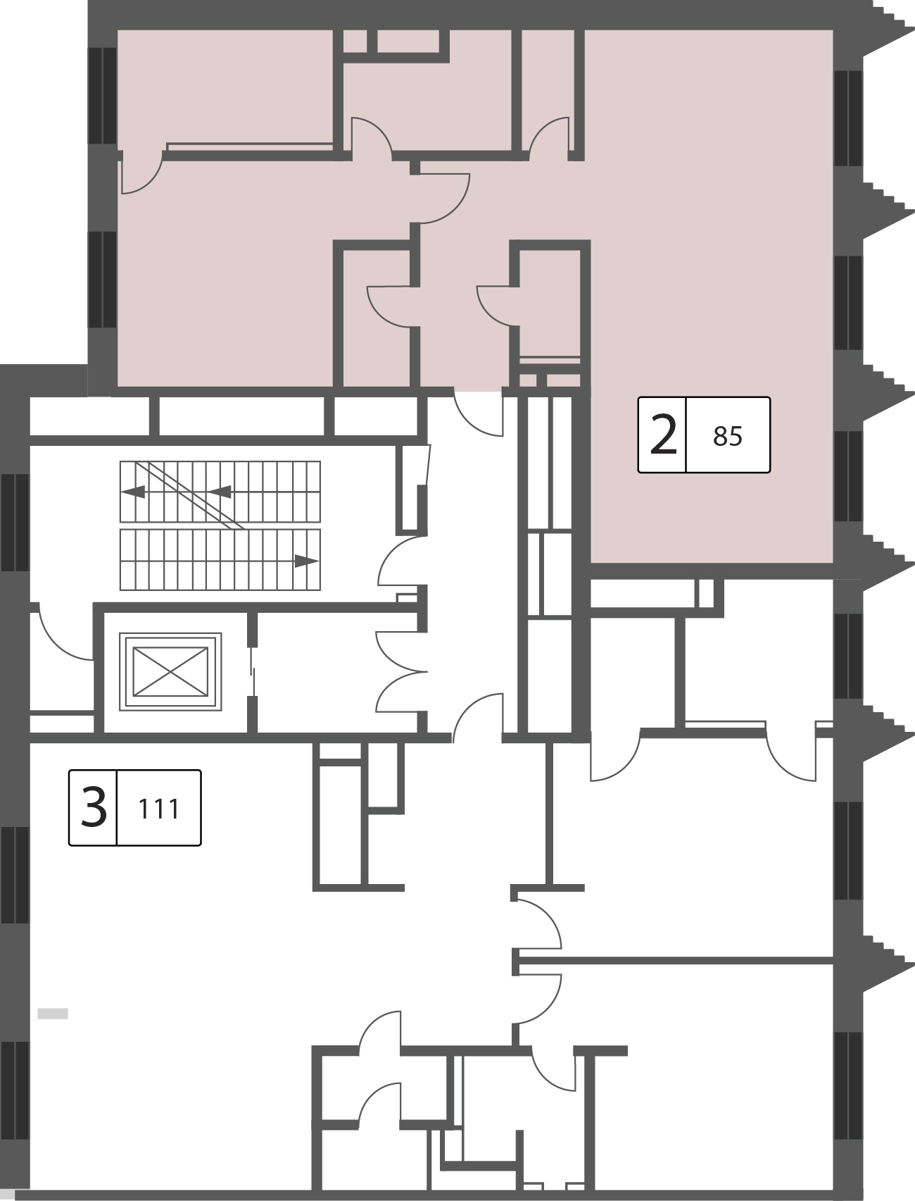 Двухкомнатная квартира 83.3м², 4 этаж, Корп. 3 (Порода) ЖК «Большая Дмитровка IX»